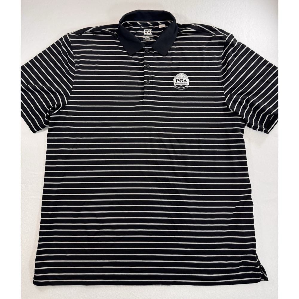 Cutter & Buck CB DryTec Mens Striped Polo XL PGA 2013 Oak Hill Country Club EUC